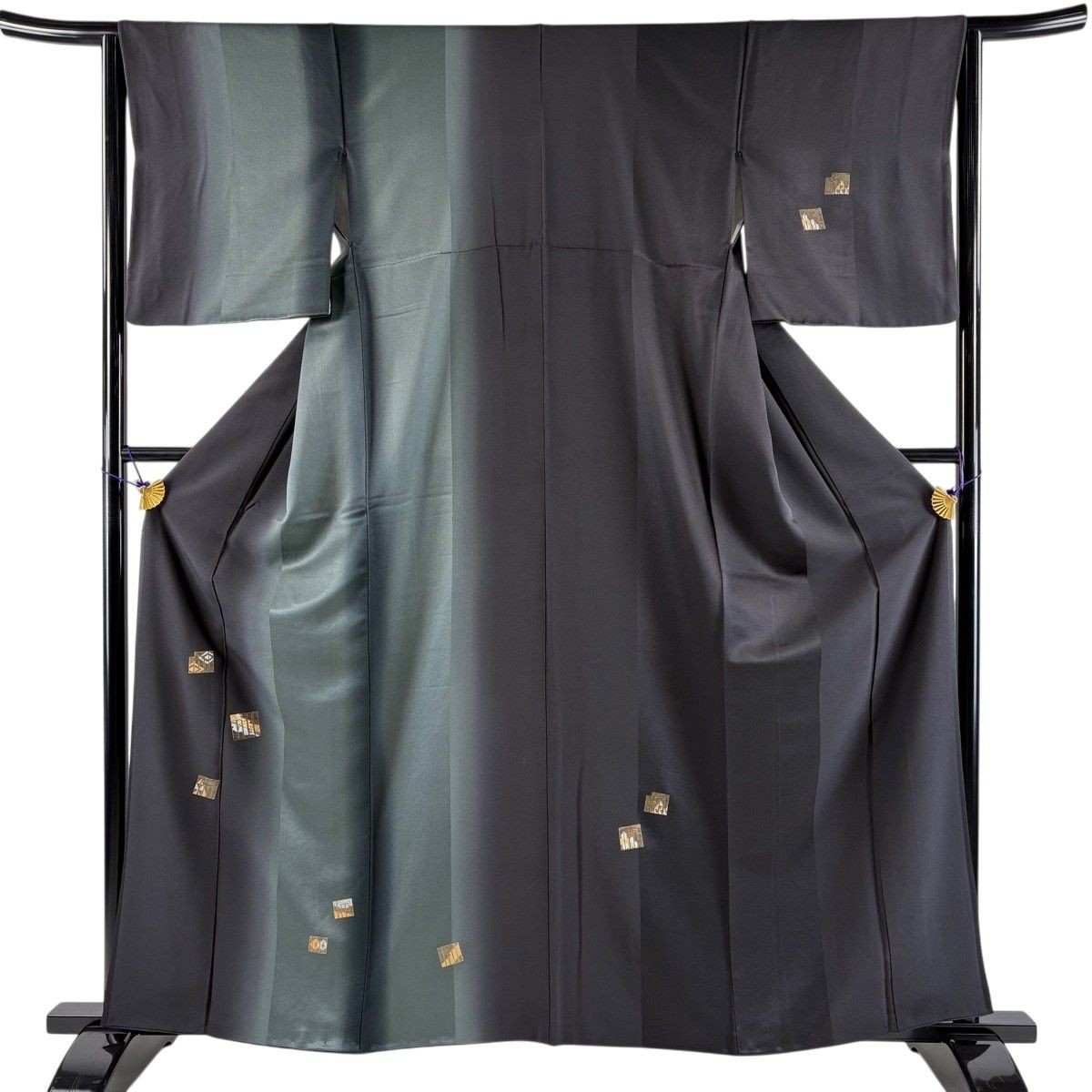 Tsukesage Kimono Foil Sumi Black Silk 160cm M Lined Japanese Textile