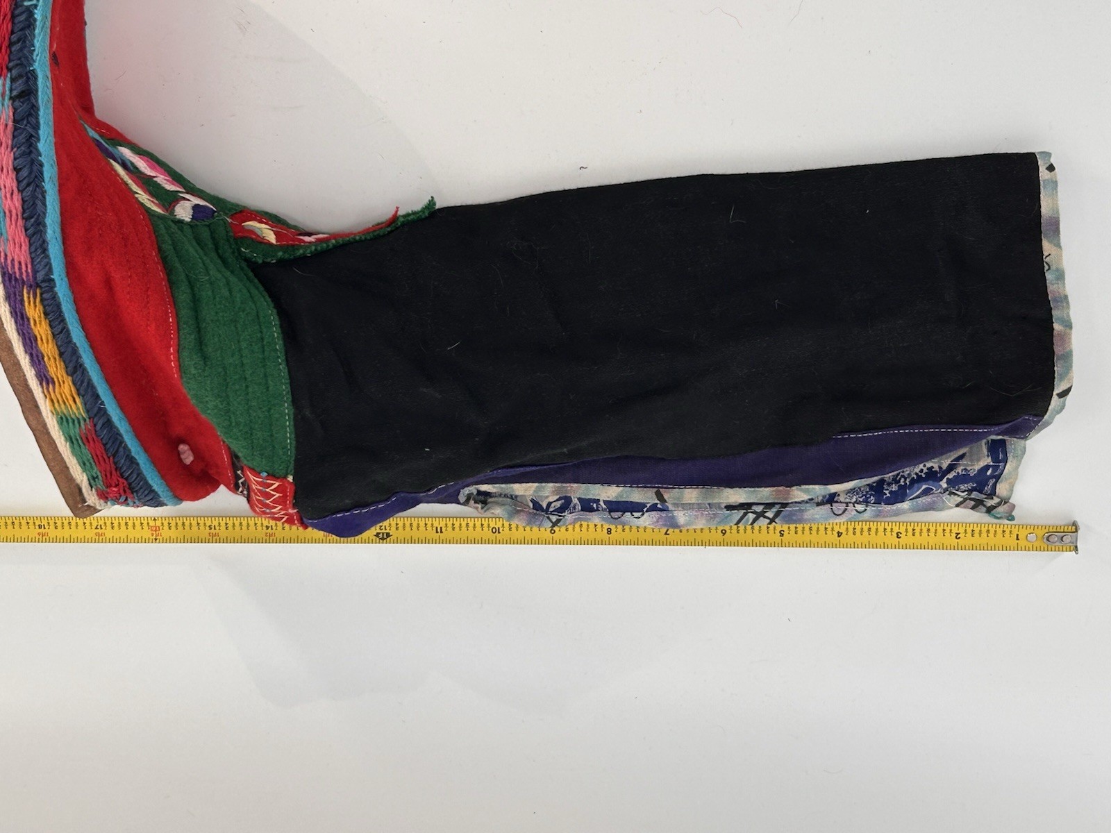Vintage 1960s Tibetan Felt Hand Embroidered Felt Boots Boho Mongolian Himalayan