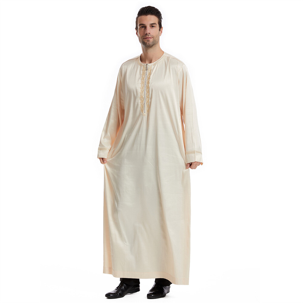 Muslim Men Saudi Abaya Kaftan Thobe Jubba Thoub Robe Dress Dishdasha Arab Gown