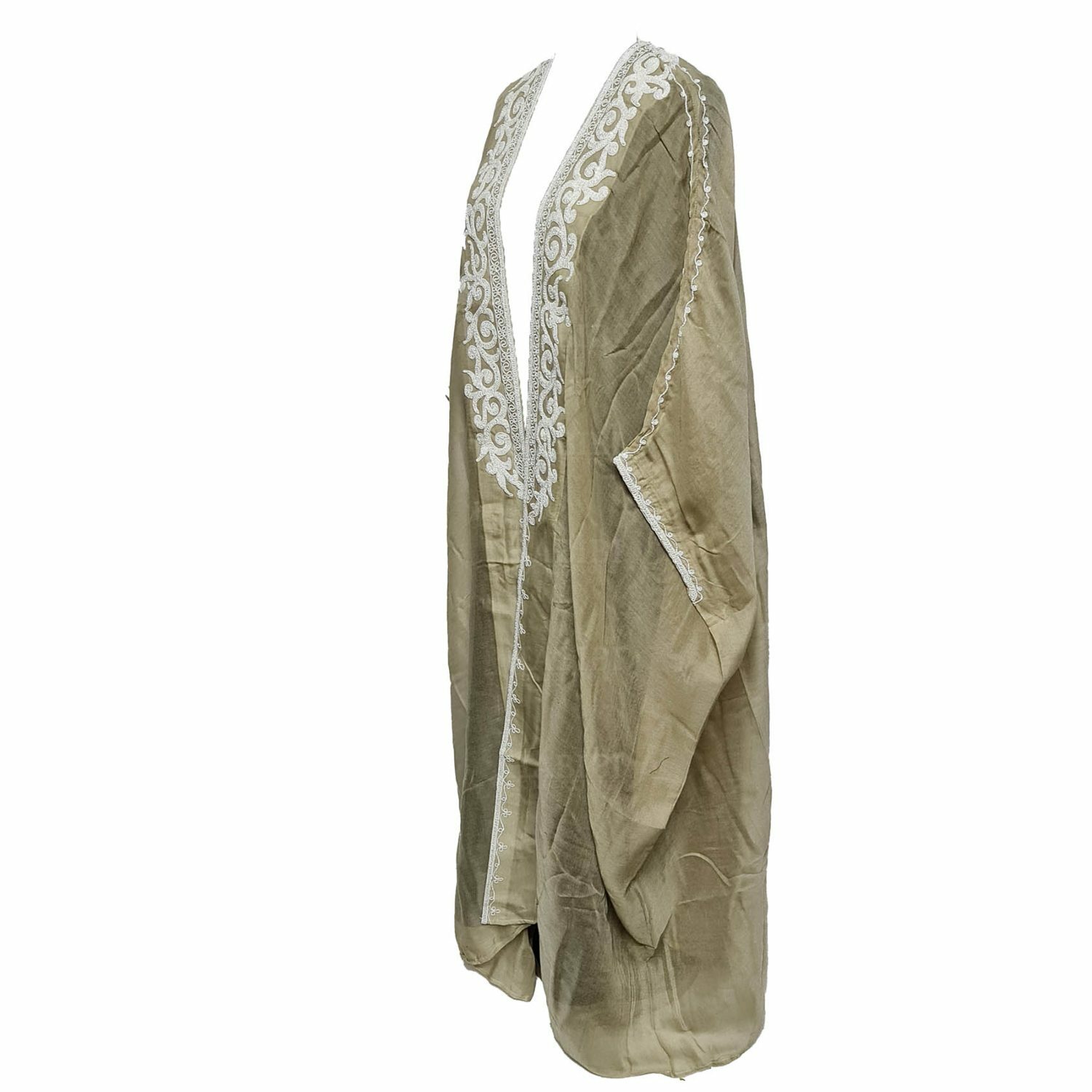 Women’s 3 Quarter Sleeve Arabian Bisht Beige Cloak Arab Dress Thobe Islam Rob