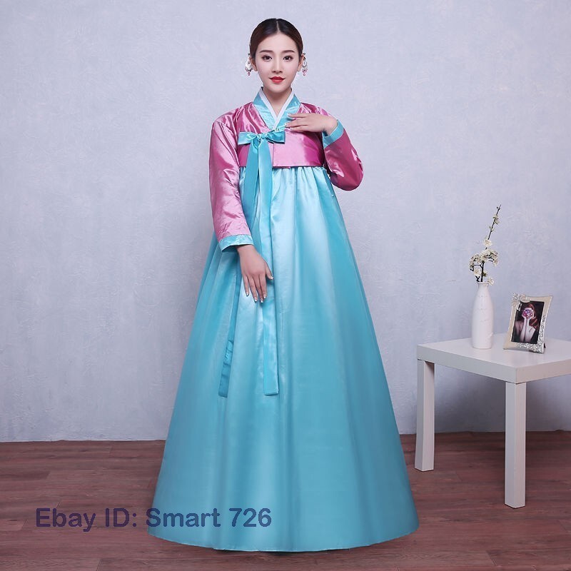 Ethnic Korean Hanbok Modern Women Asian Folk Stage Dance Performance Costume