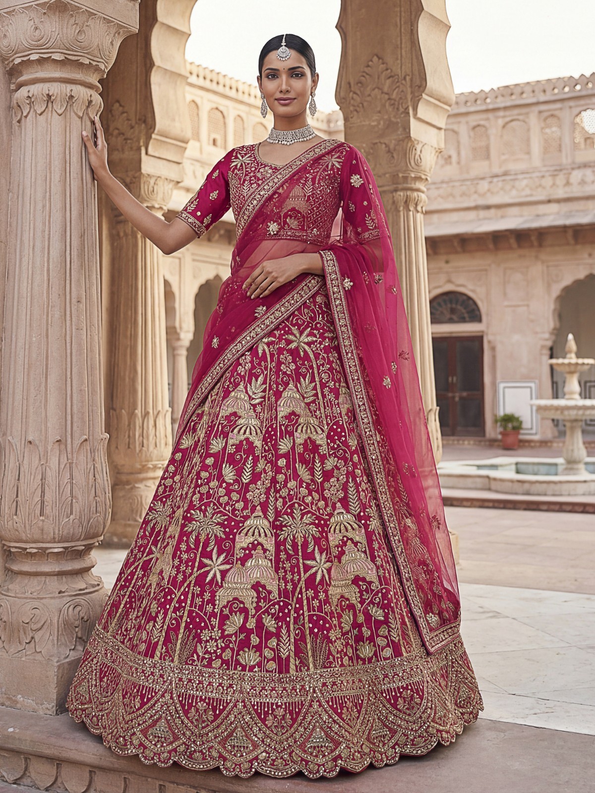 Silk Lehenga Choli Dori Thread Sequins Wedding Reception Party Outfit