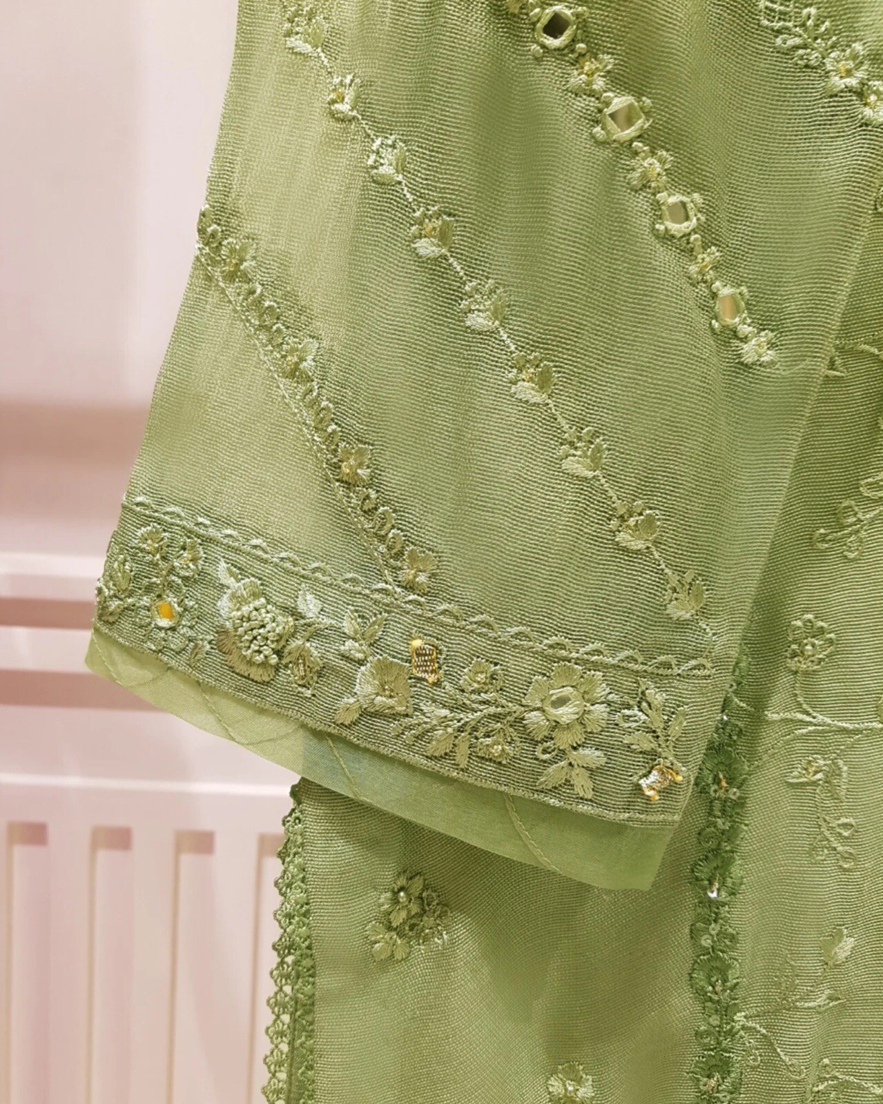 100% Original Agha Noor Heavily Embroidered Pure Cotton Net Kurta and Pants