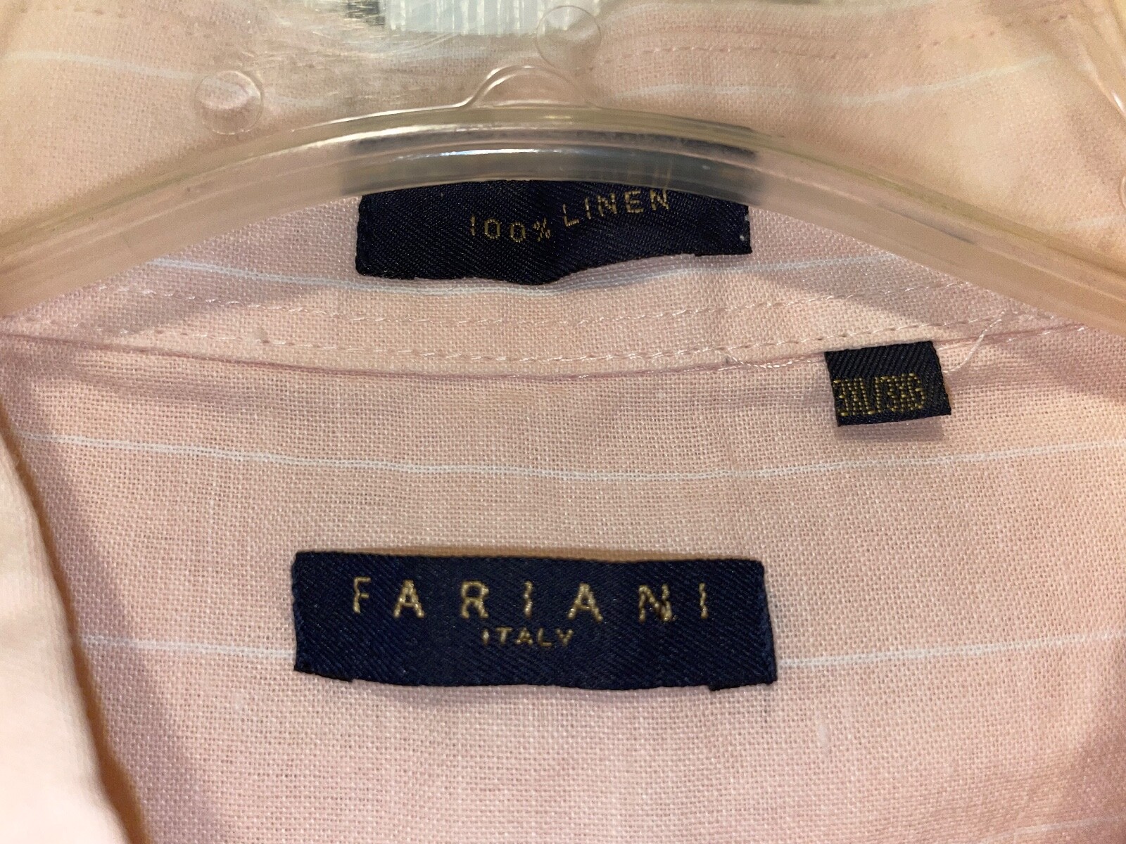 Fariani Italy Men’s Peach Linen 4 Pocket Pleated Guayabera Shirt Size 3XL Lk Nw