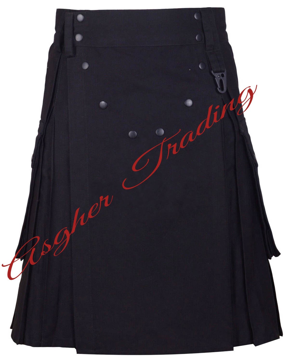 Handmade Black Canvas Cotton Kilt, Phantom Utility Kilt Men’s Custom Size kilts