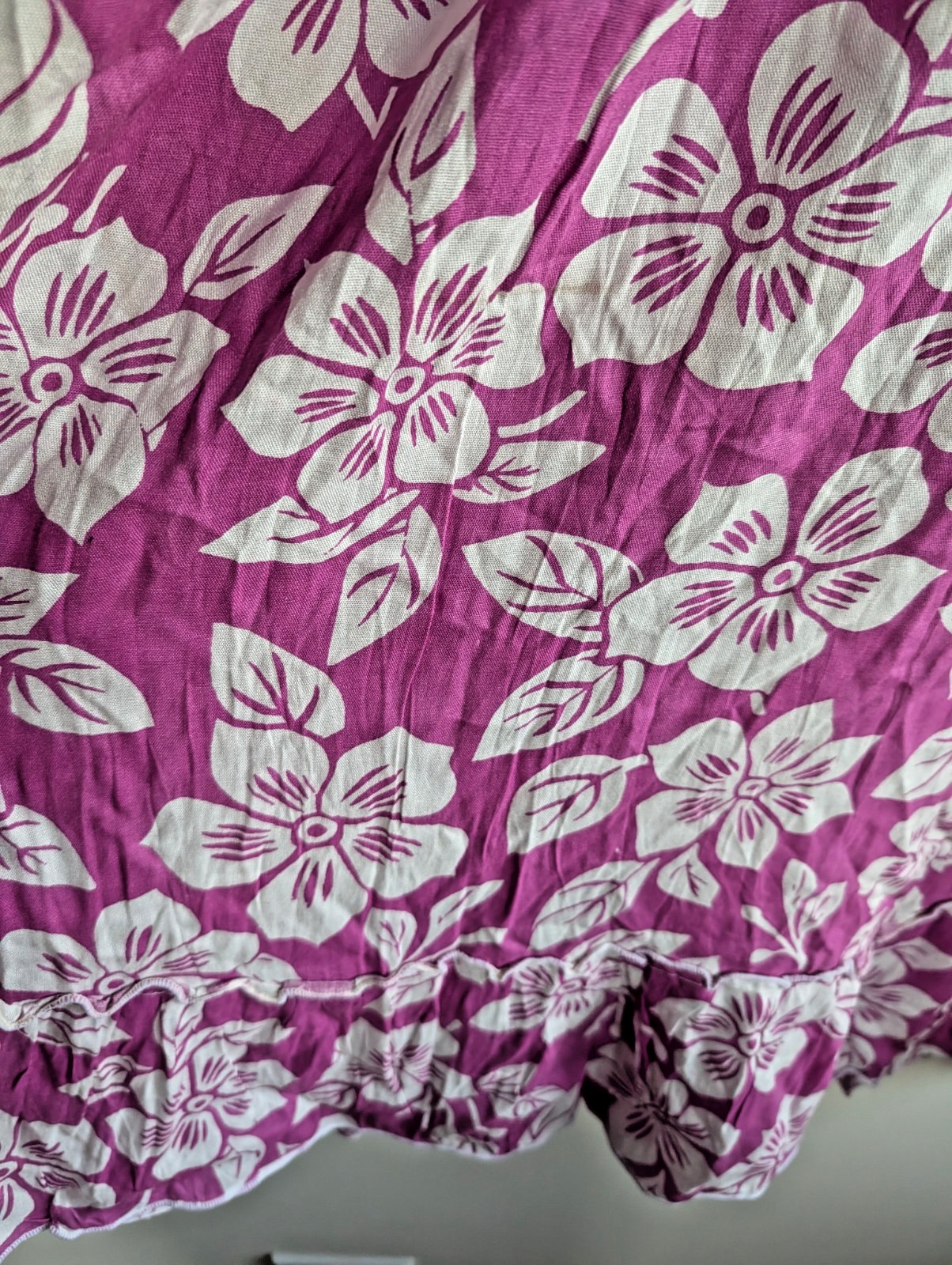 Short Kurta Kurti Top Cotton Printed Sequin Embroidery Purple Crew Neck XXL