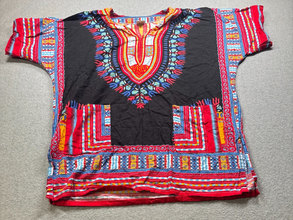 NF African Dashiki Tunic Shirt Caftn Top Bohemian Hippie Festival Free Size