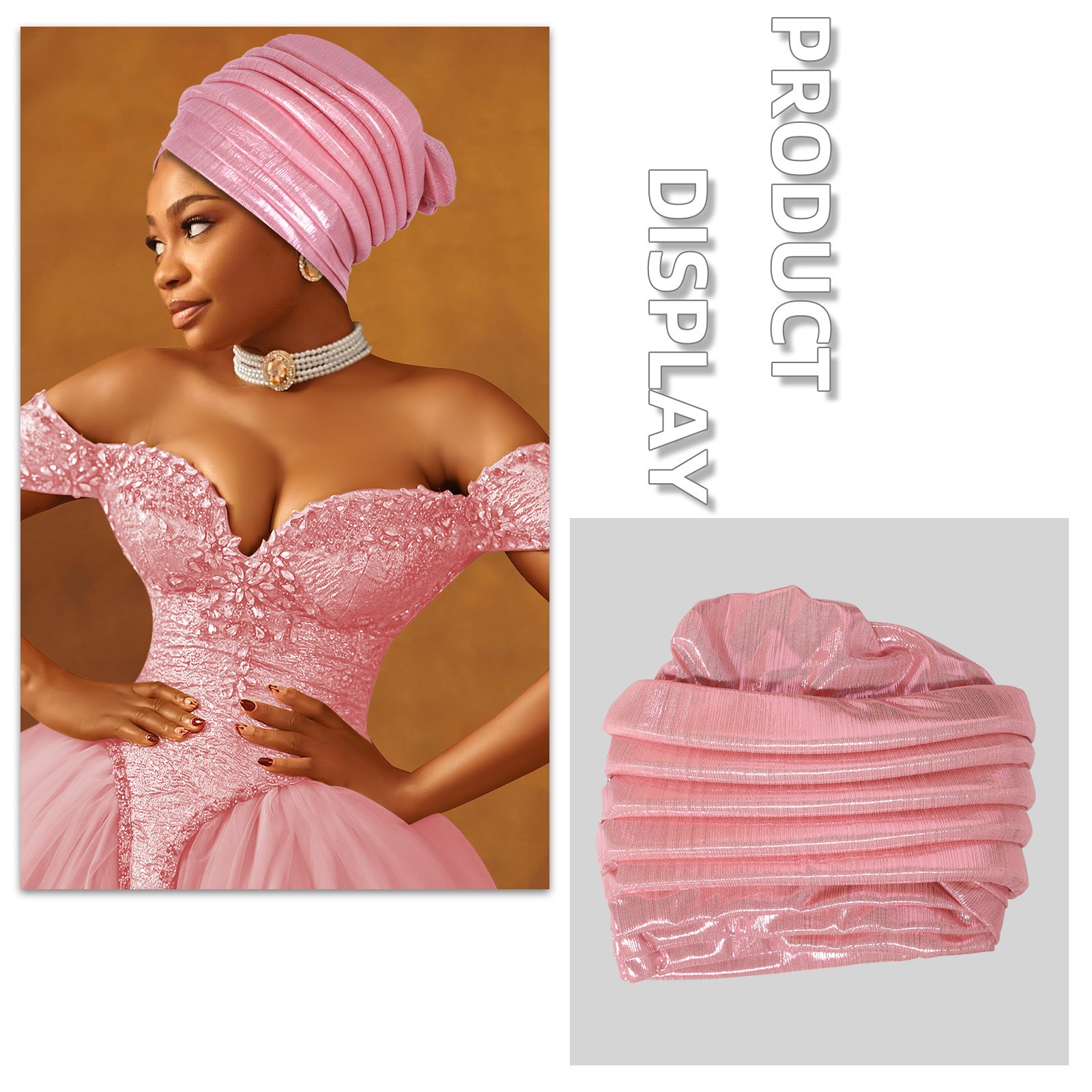 Women Wrap Cap Muslim Solid Color Multilayer Hat Africa Auto Gele Wedding Cap