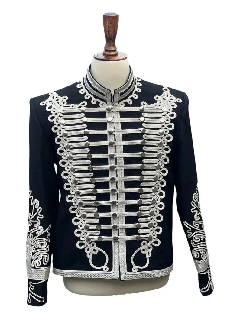 Napoleonic Black Hussar Jacket 18th Century Military Uniform Tunic Coat