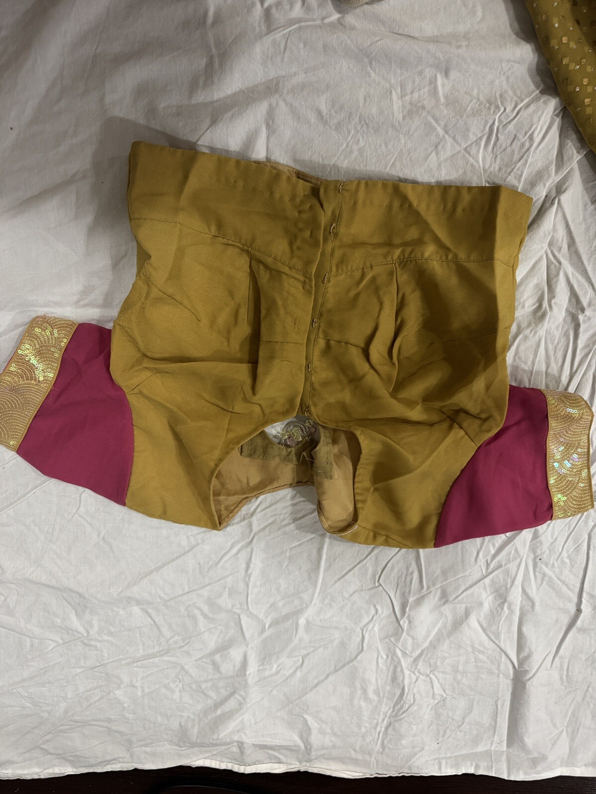 Indian/Pakistani Sari Set, Gold and Pink, Ethnic 44×208”