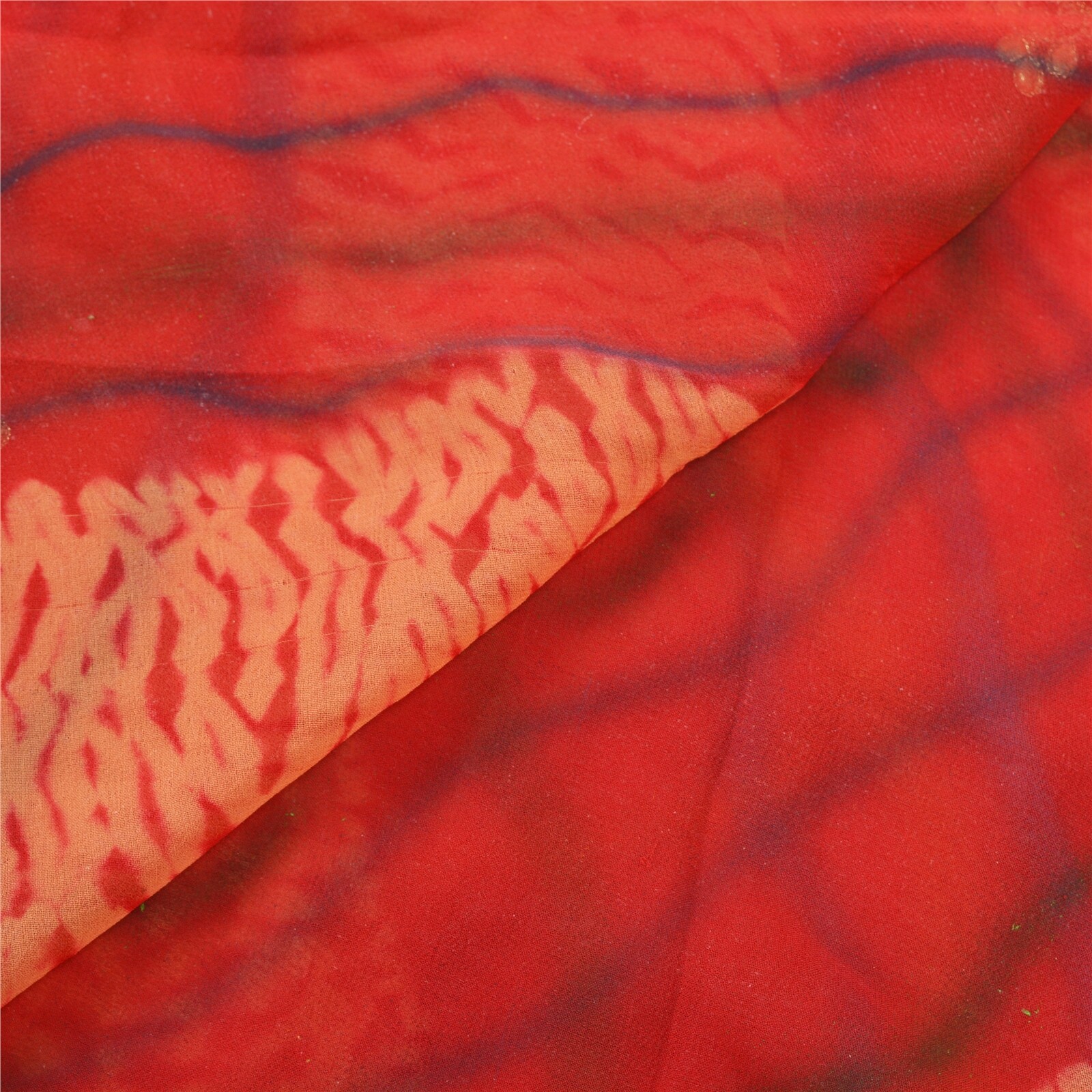 Sanskriti Vintage Leheria Sari Pure Georgette Silk Handmade Rare Sarees Fabric