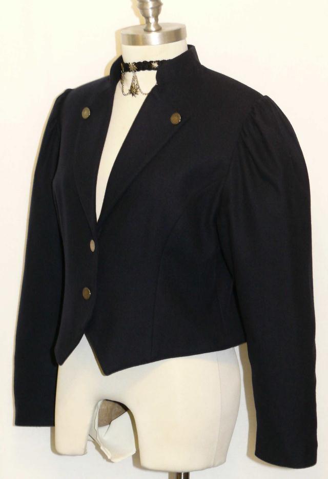 WOOL Fitted JACKET Women German Austria Short BLUE Dress Pants B39″ 8 S
