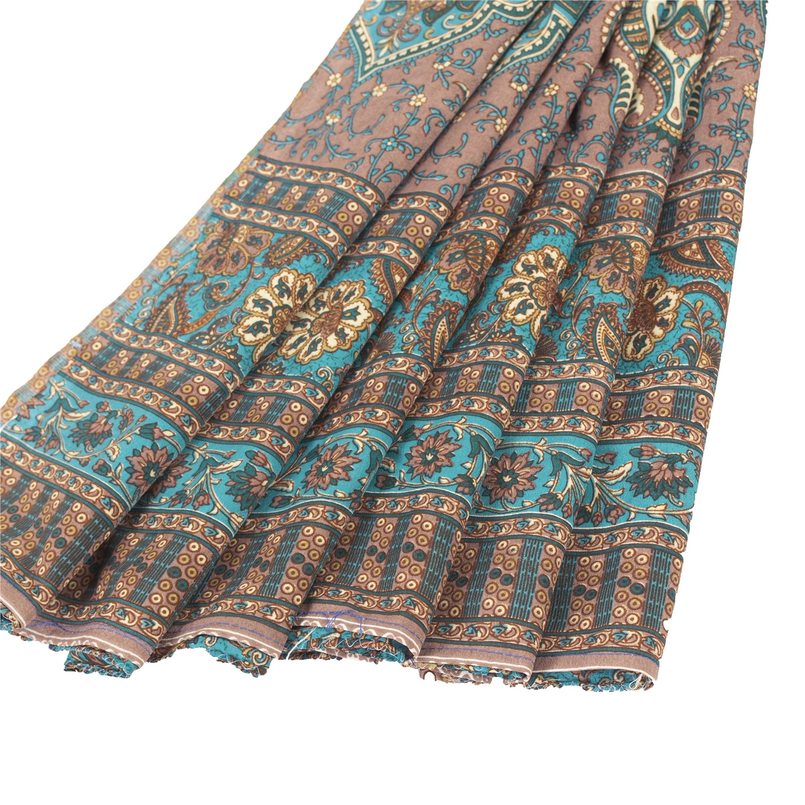Sanskriti Vintage Blue Indian Sarees Moss Crepe Printed Sari 5Yd Craft Fabric
