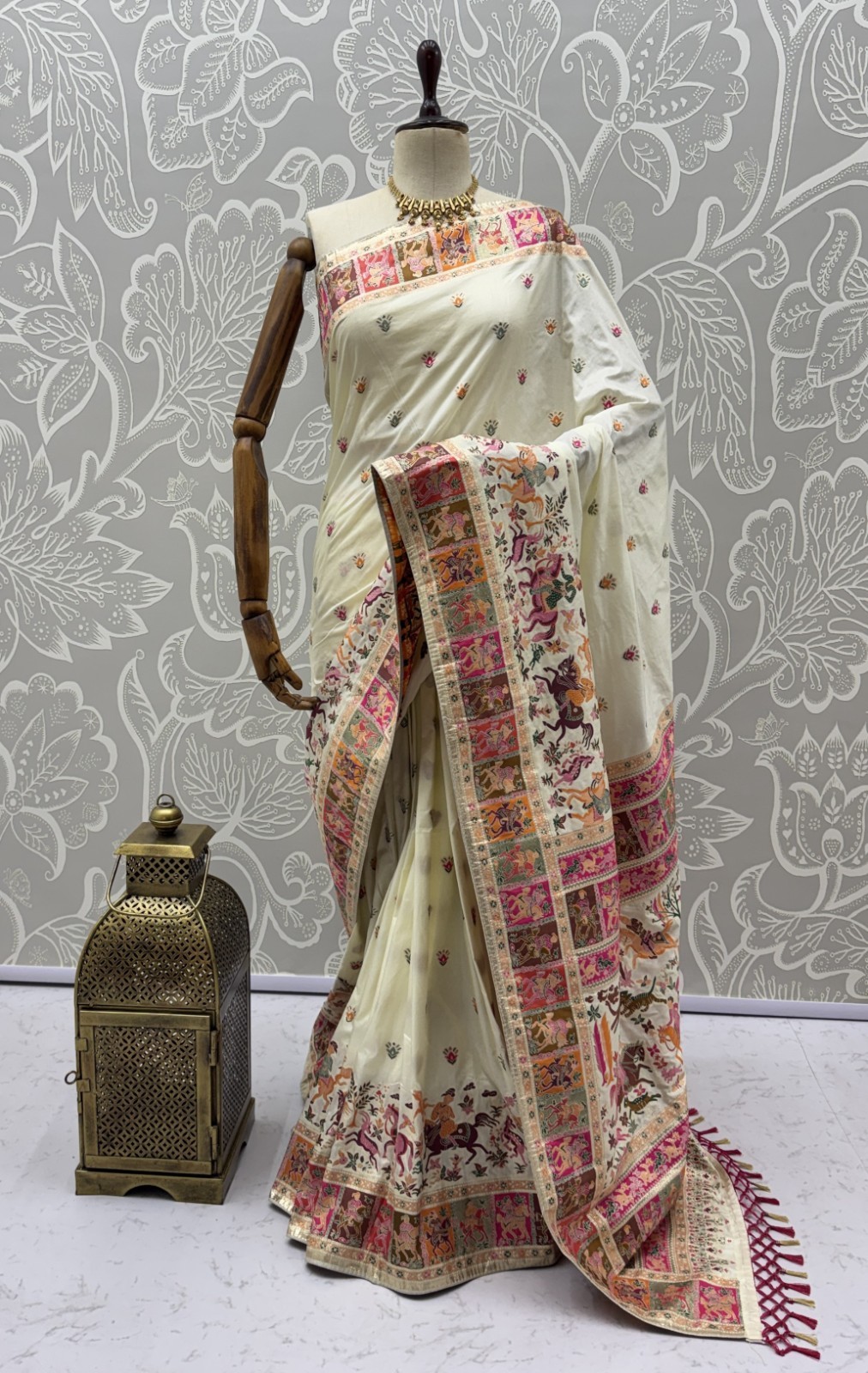 Traditional Pashmina Silk Saree Festival Wedding Reception Outfit