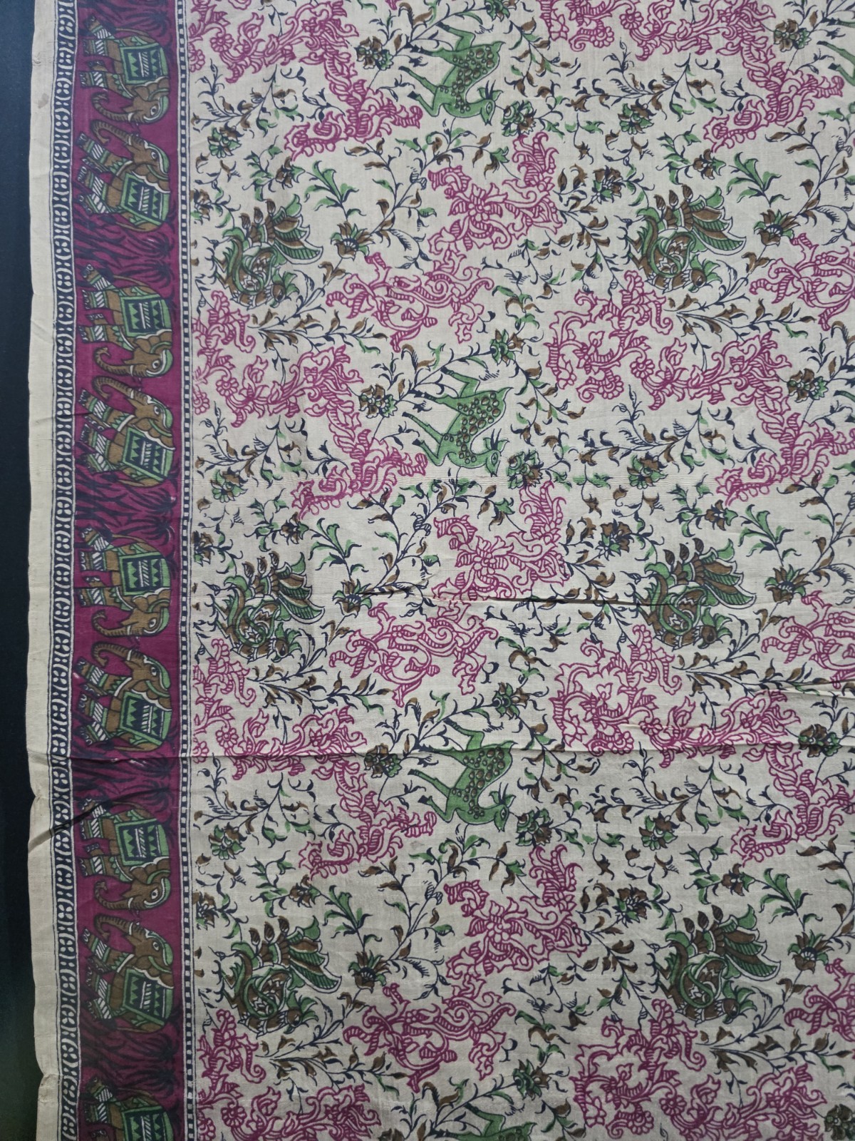 Vintage Silk Saree, 100% Pure Silk Fabric, 5 Yards Ethnic Indian Printed Sari