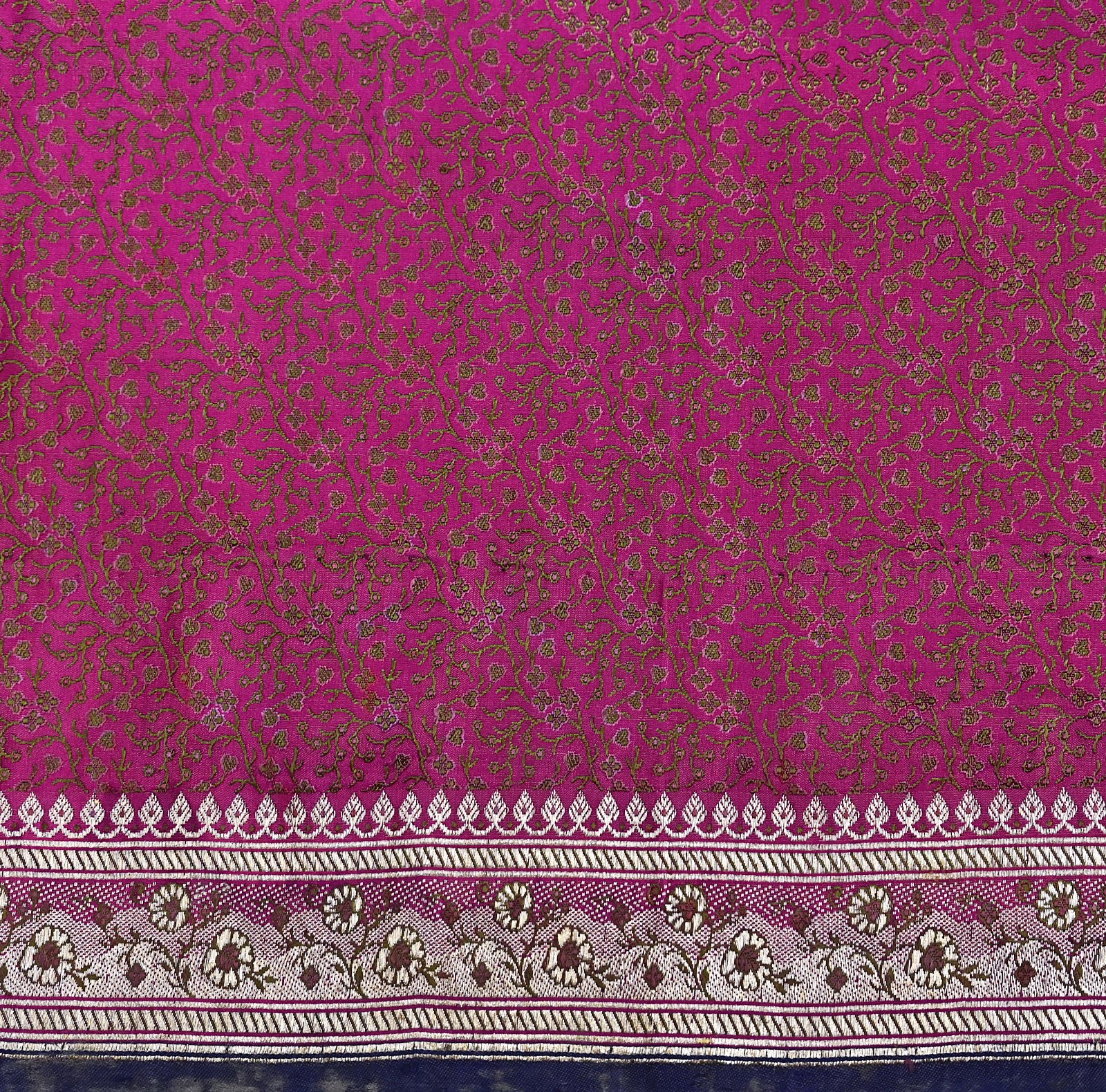 Indian Vintage Sari Pink Heavy Pure Satin Silk Woven Banarasi Tanchoi Saree 5yd