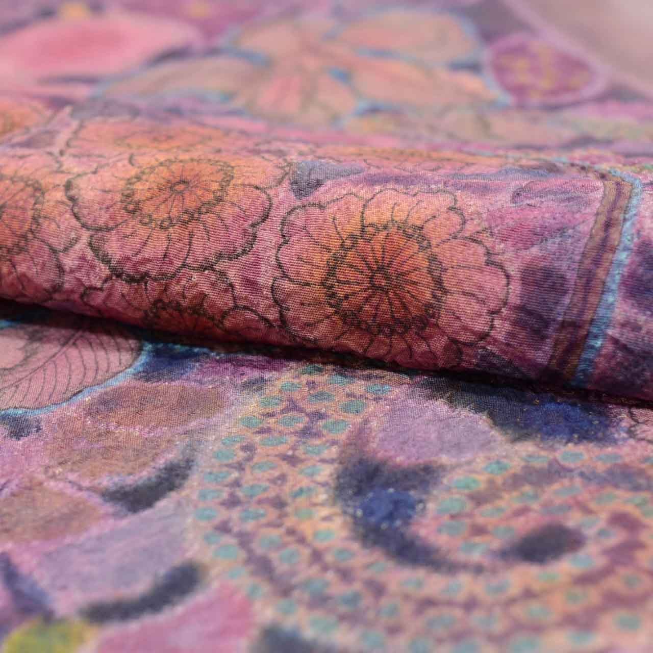 Vintage Japanese Kimono | Houmongi | Purple Silk Crepe | Tsujigahana | uu2038b