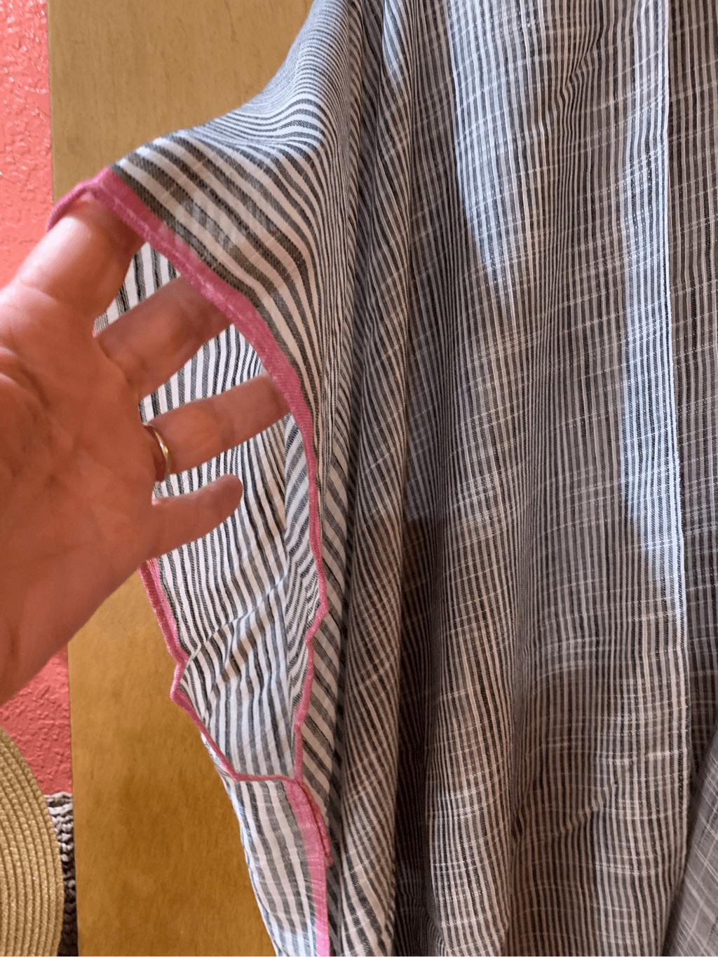 Black White Kimono with Pink Binding #summer