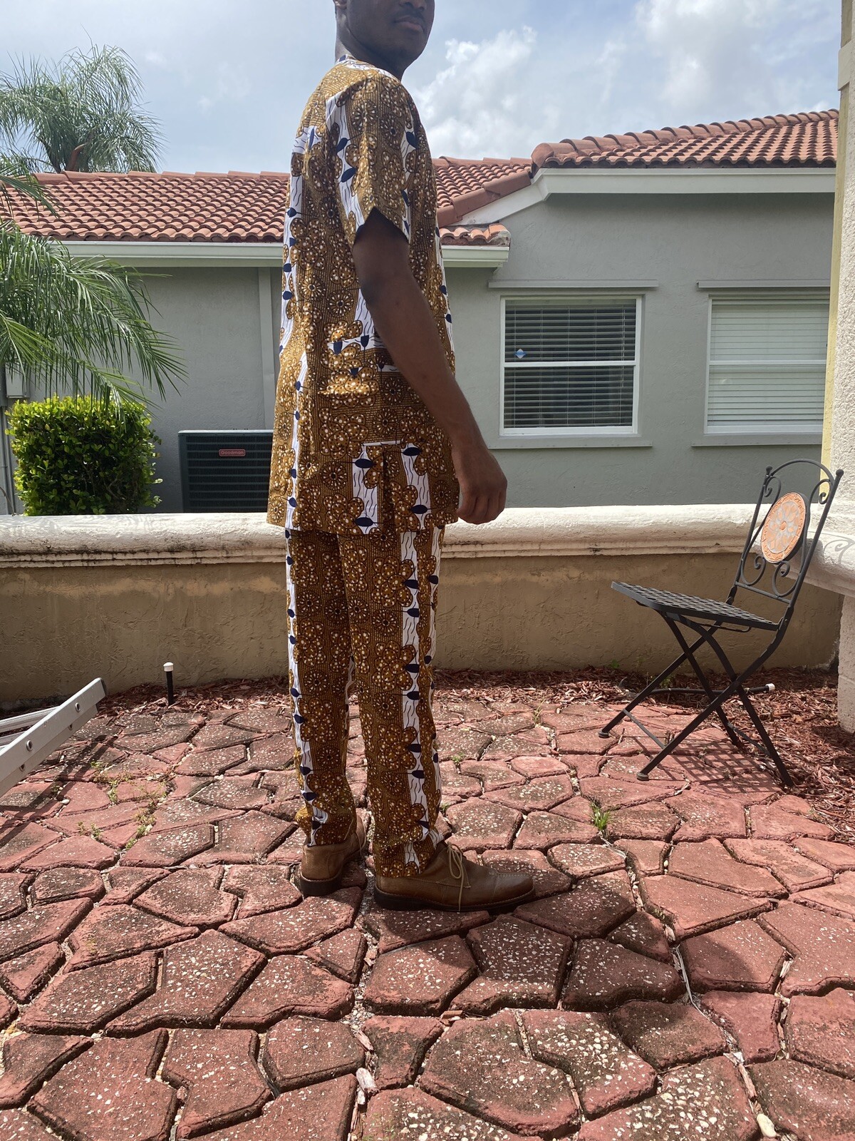 AFRICAN/NIGERIAN MEN’S ANKARA COTTON PRINT SENATOR STYLE TOP &PANT~SKINNY MEDIUM