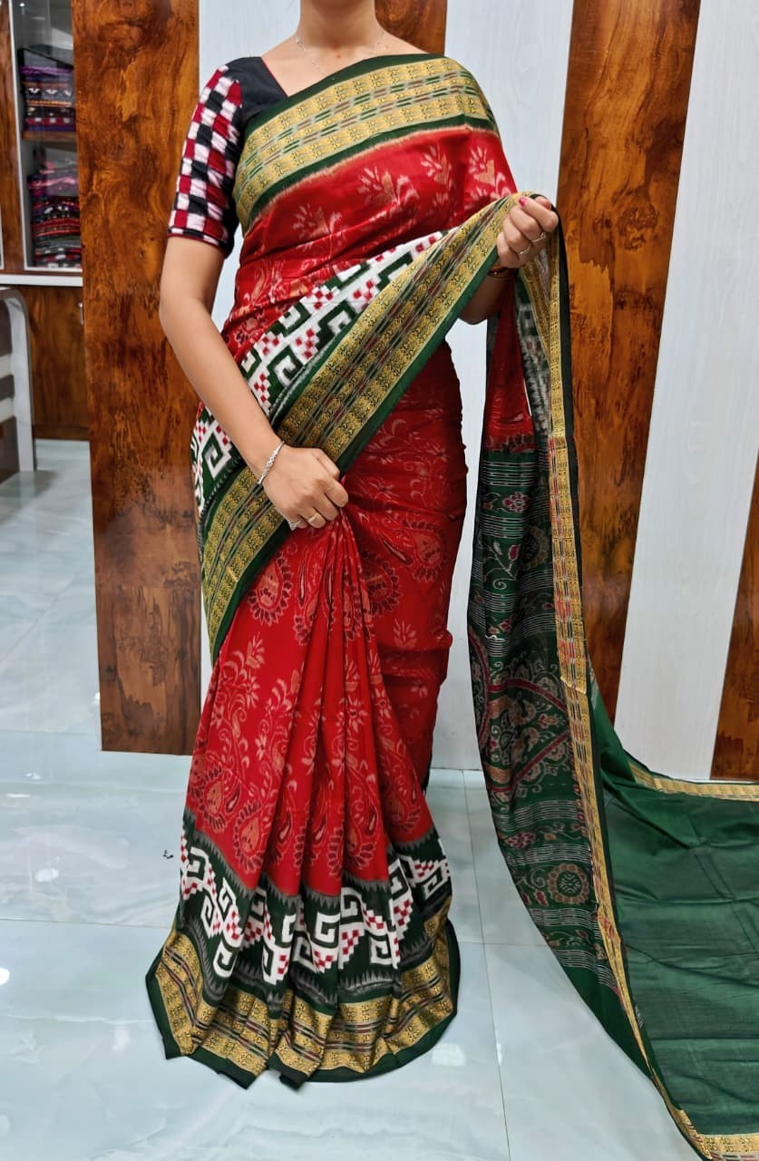 Sambalpuri Pasapali Cotton Saree Handwoven Odisha Handloom Wedding Ikat Sari