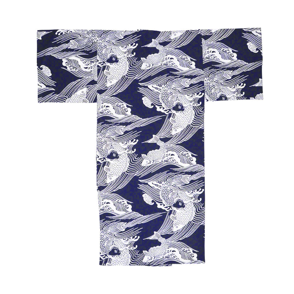 Japanese Yukata – Blue Koi (New) – Authentic Japanese Robe (Ships from USA)