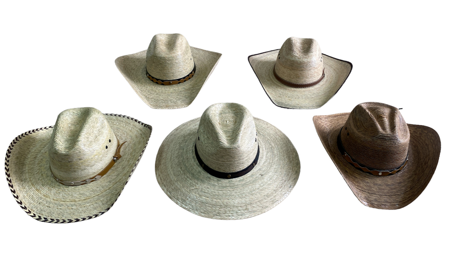 WHOLESALE 20 PIECES OF MEXICAN PALM HATS , OUTDOOR ,SOMBRERO , RODEO, SUN ,