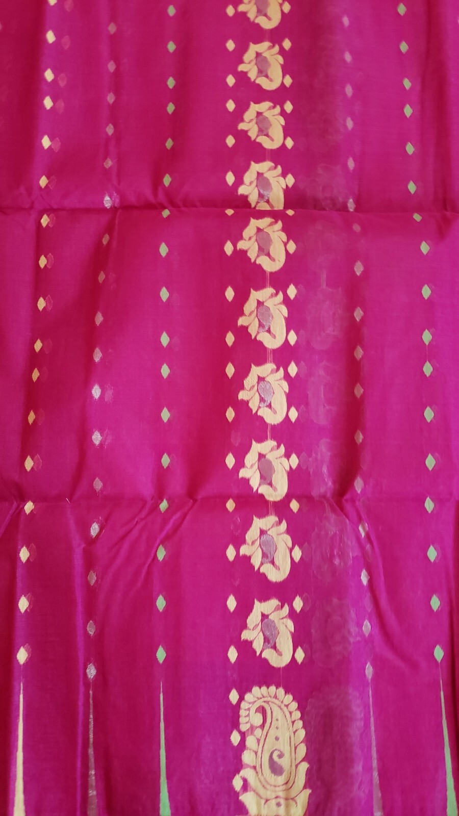 Jamdani Saree Cotton Hot Pink With Multicolor Jamdani Weaving