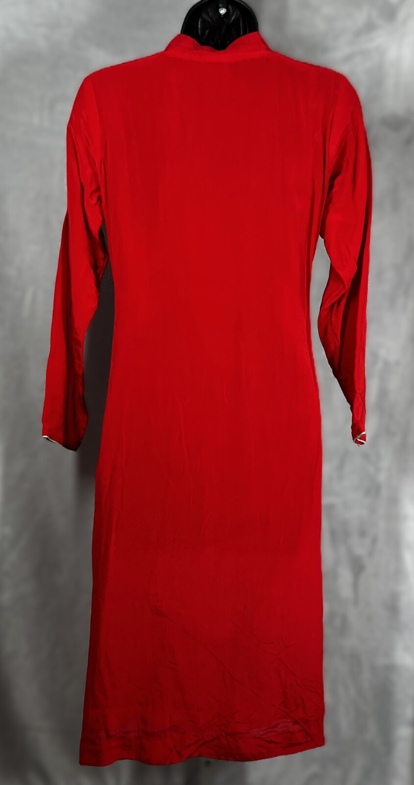 Hand Tailored Red Silk Embroidery Kurta/Dress Round Neck MEASUREMENTS IN LISTING