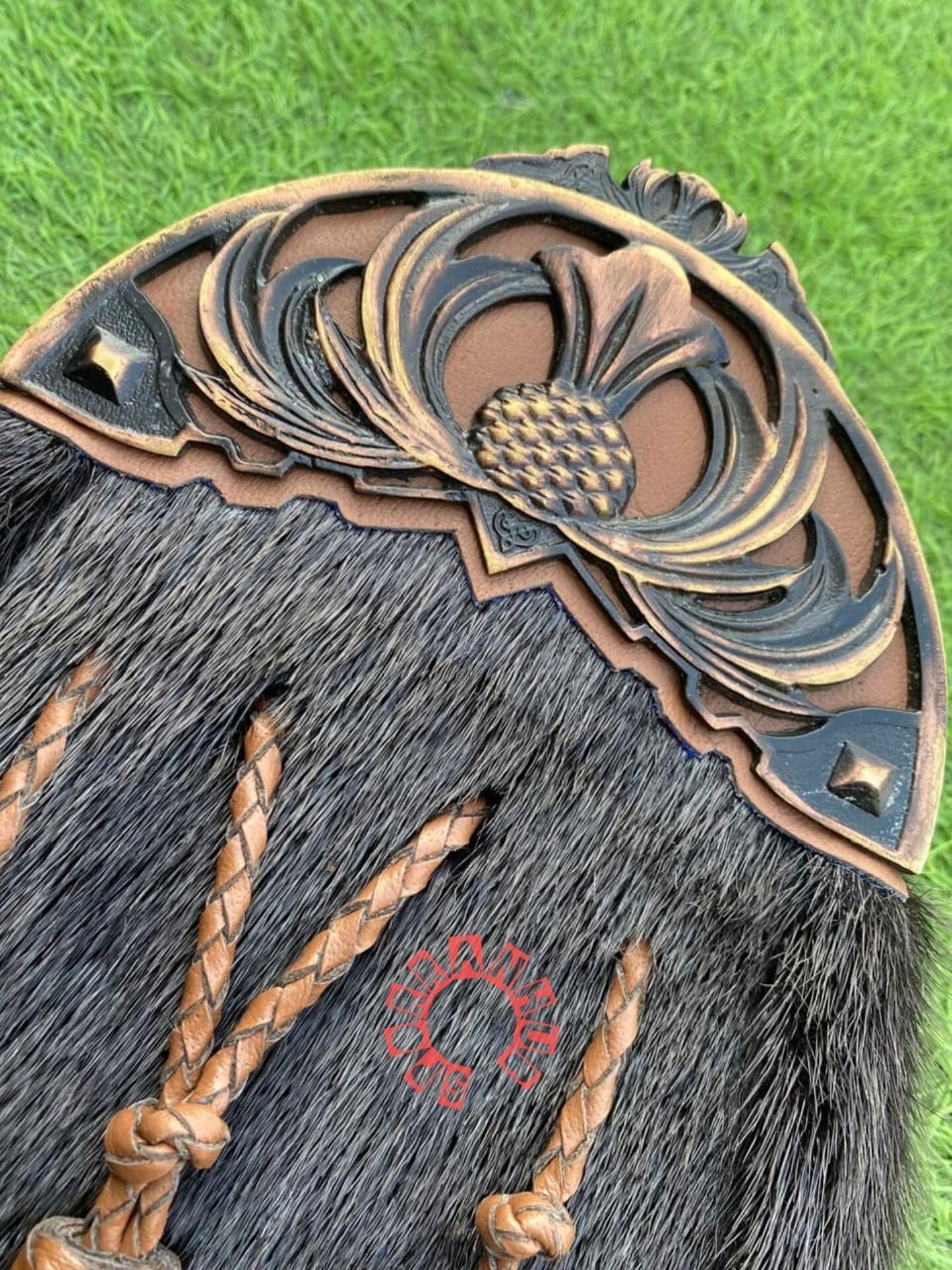 Scottish Handmade Real Leather Thistle Cantle Traditional Kilt Sporran
