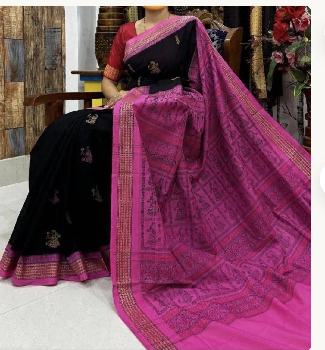 Sambalpuri Pasapali Cotton Saree Handwoven Odisha Handloom Wedding Ikat Sari