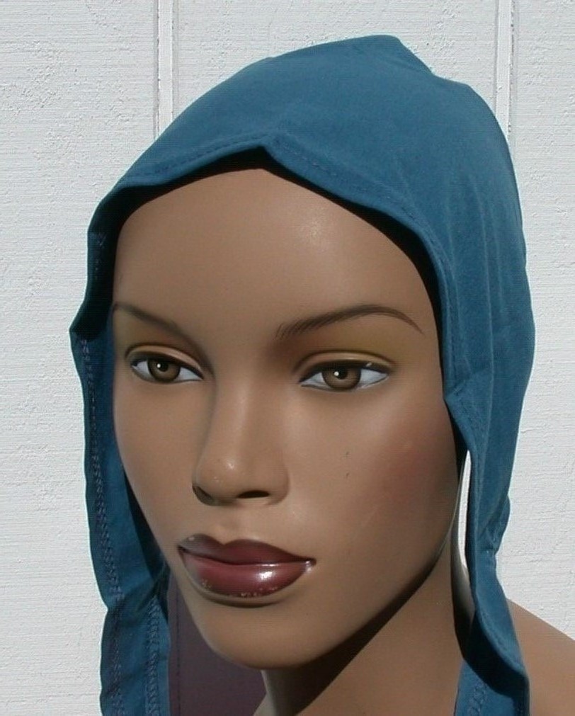 Conservative Turban Cap Hijab TEAL Cotton Tie Back Bonnet