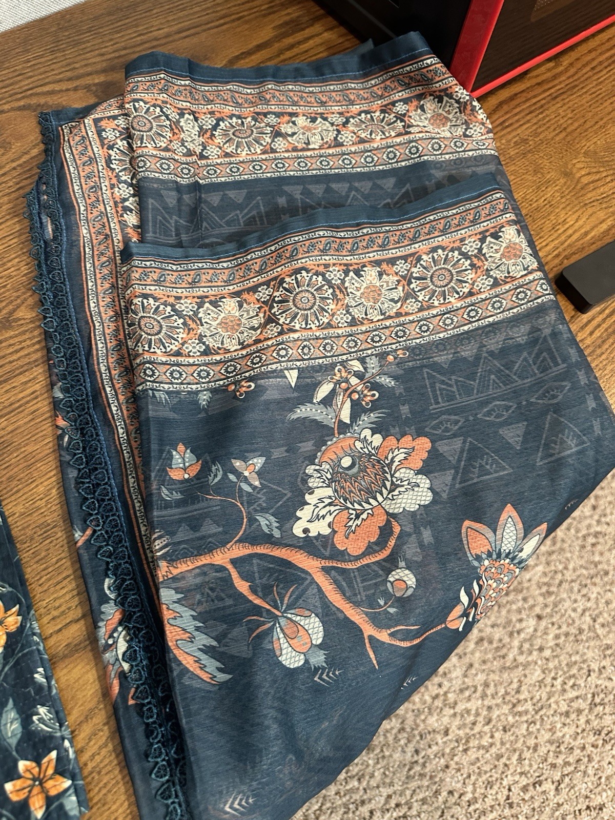 Sadabahar Brand – Farshi Shalwar suit – Embroidered – 3 Pc -Medium & Large – $42