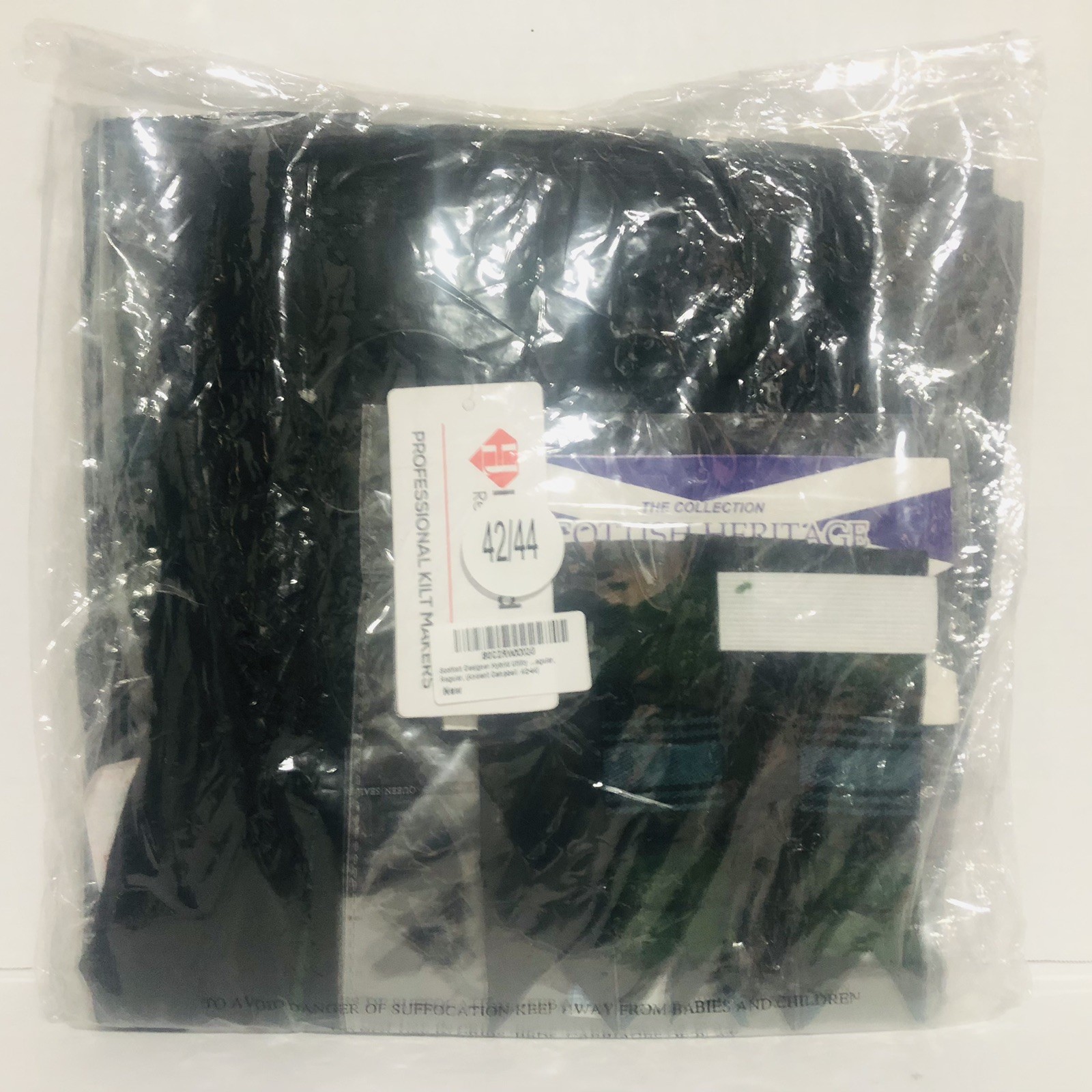 Highland Redstone Men’s Size 42/44 Utility Scottish Black Green Plaid Kilt New