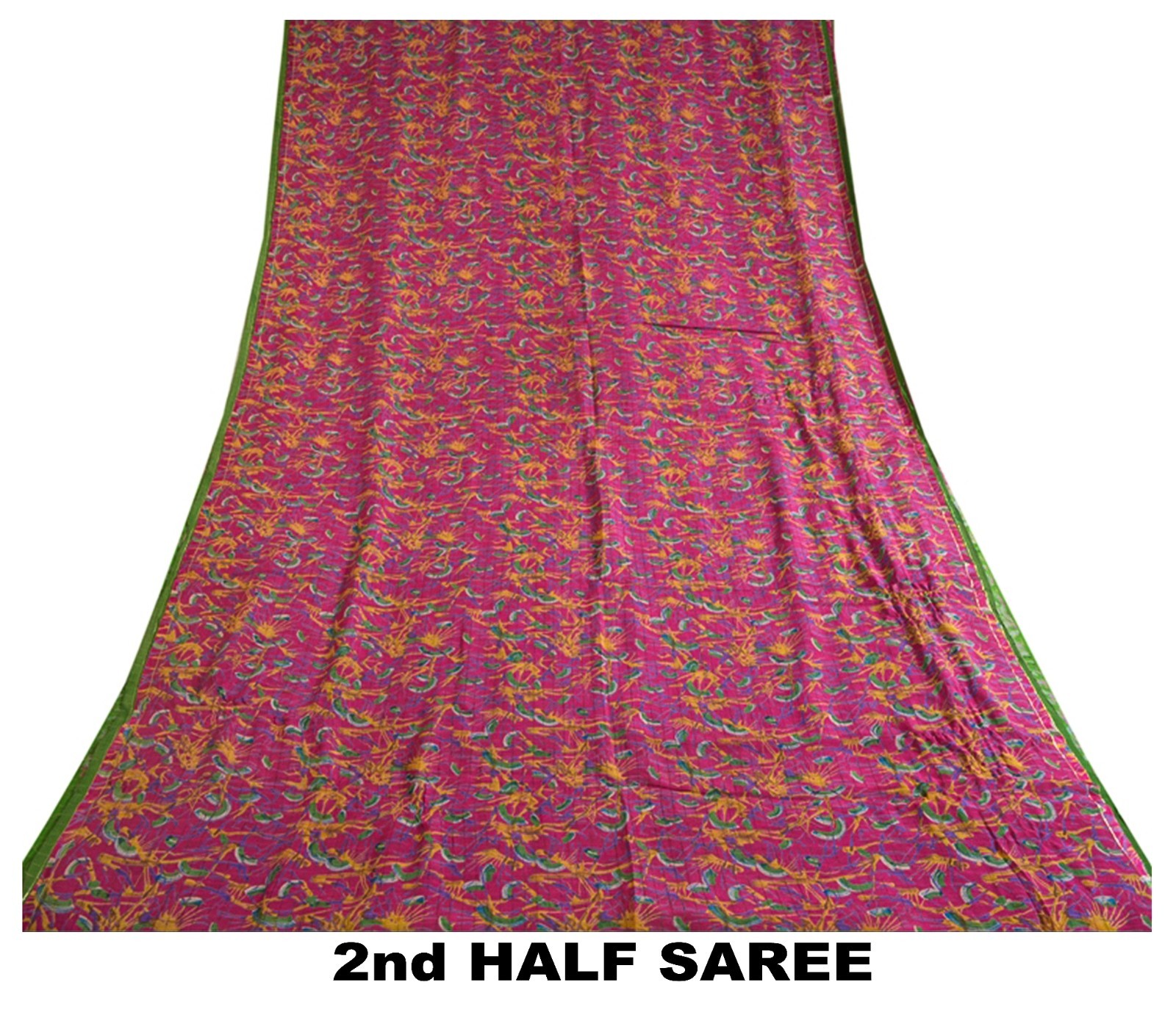 Sanskriti Vintage Sarees Indian Pink Pure Silk Printed Woven Sari Craft Fabric