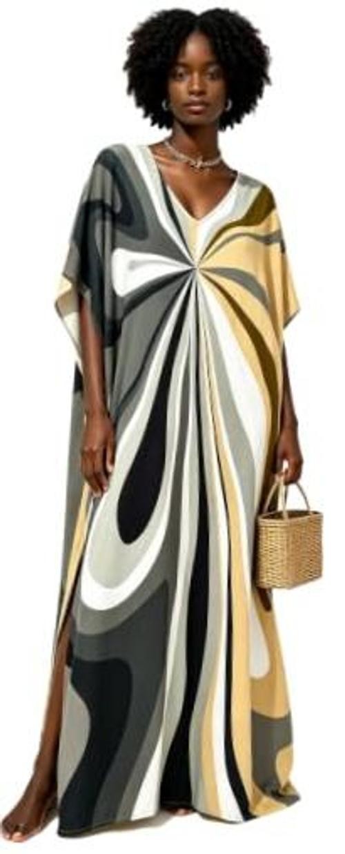 Floral Print Kaftan Dresses for Women Ethnic Boho Print swim cover up O11