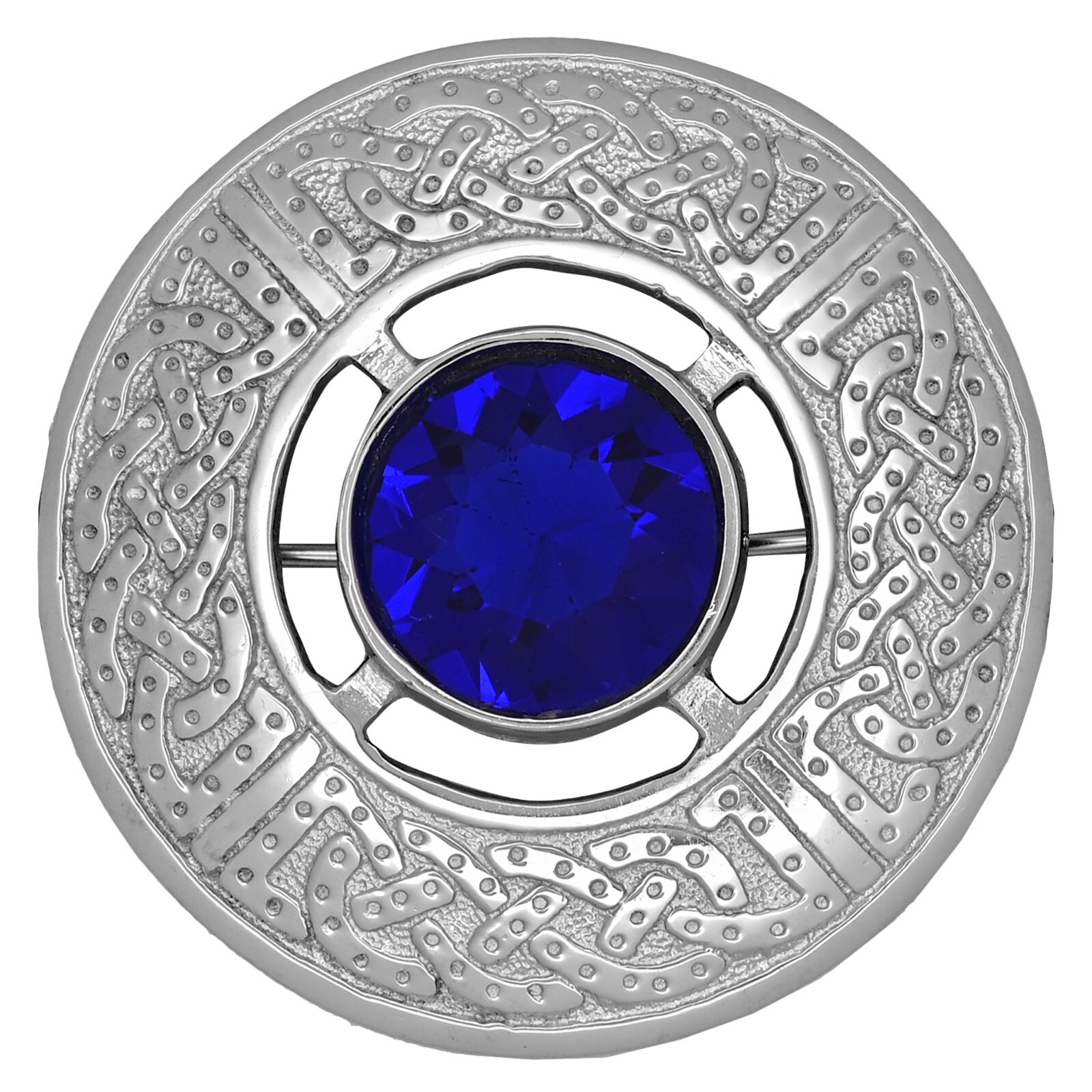 Crystal blue Stone Fly Plaid Brooch Silver Scottish Men Tartan Kilt Sach Brooch