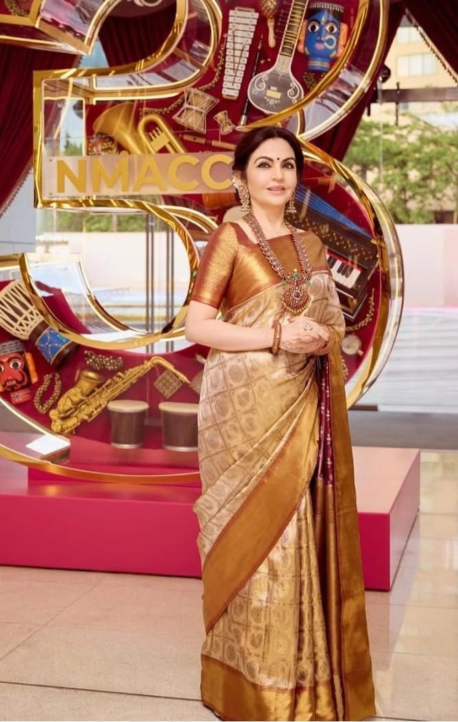 Nita Ambani Inspired Banarasi Semi Tissue Silk Saree | Royal Kanjeewarm Wear