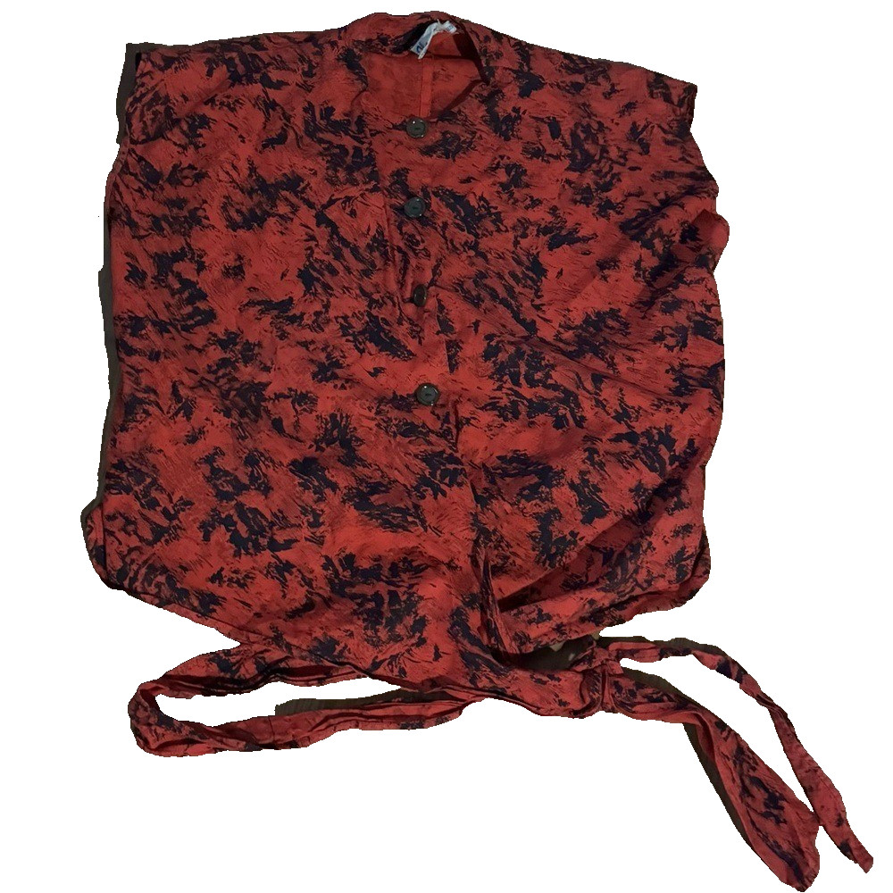 VTG Fleischman Apparel City California Red Floral Button-Up Blouse Retro Y2k