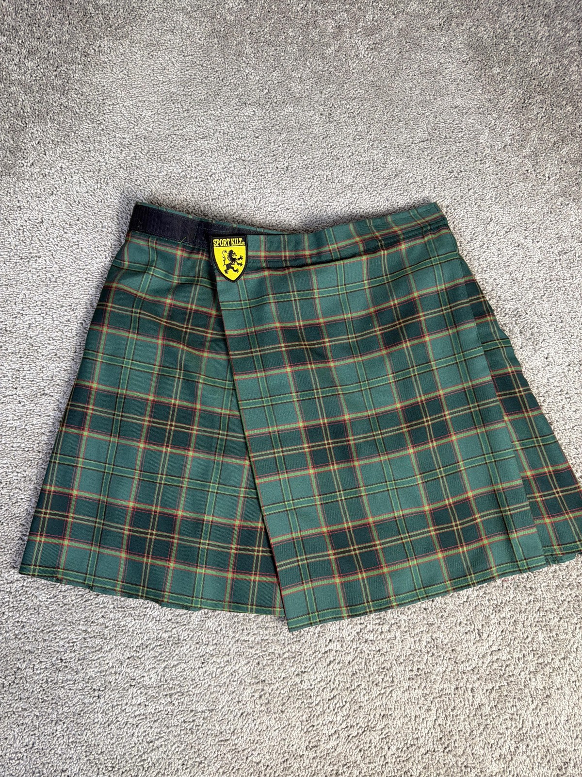 Sport Kilt Kilt Mens L Green Plaid Pleated Sport Elastic Waist Made In USA