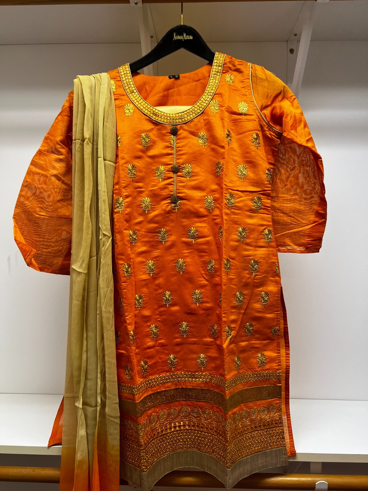 Dressy Orange/Gold indian outfit for women/ shalwar kameez, semiformal/formal