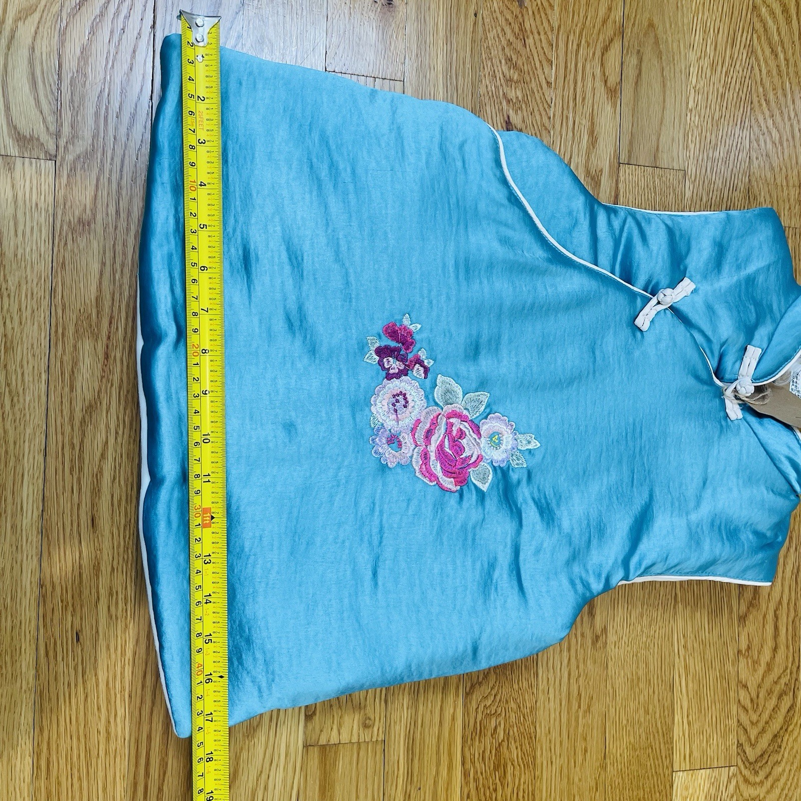Asian Chinese Teal Embroidery Traditional Padded Suit Childs NWT
