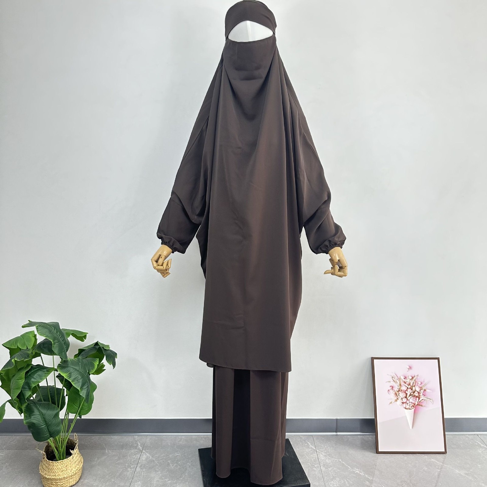 Muslim Women Kaftan Overhead Large Khimar Abaya Burka Ramadan Prayer Plain Set