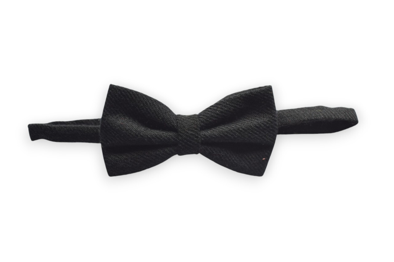 Men’s Scottish Plain Black Tartan Bow Tie Formal Tie For Wedding