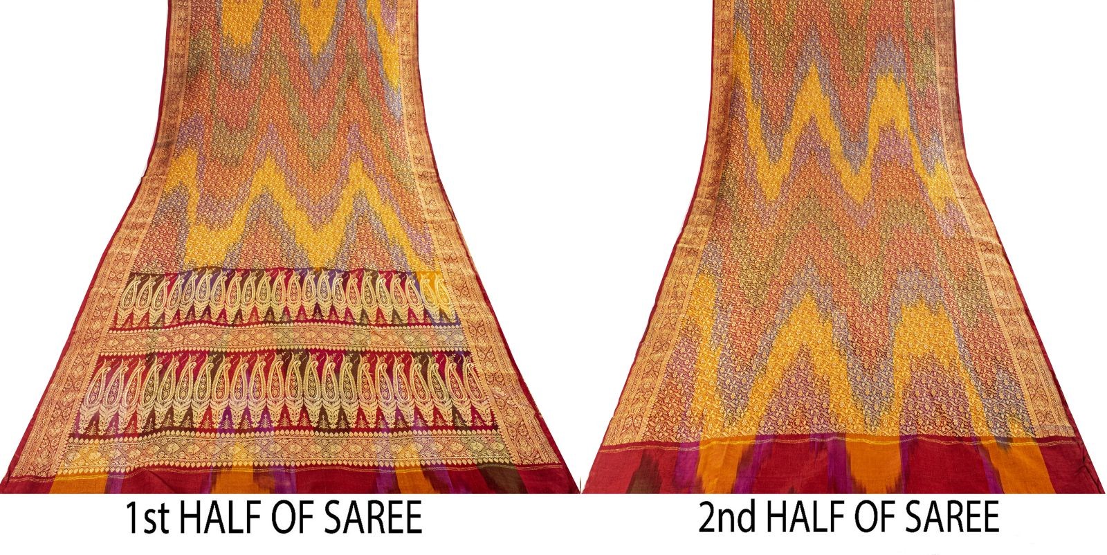 Sanskriti Vintage Multicolor Blend Silk Saree Rangkat Banarasi Brocade Zari Sari