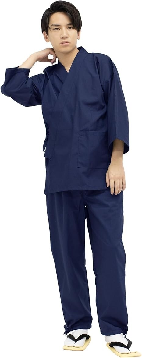 Japanese SAMUE Men’s Traditional work Kimono wear Cotton Navy