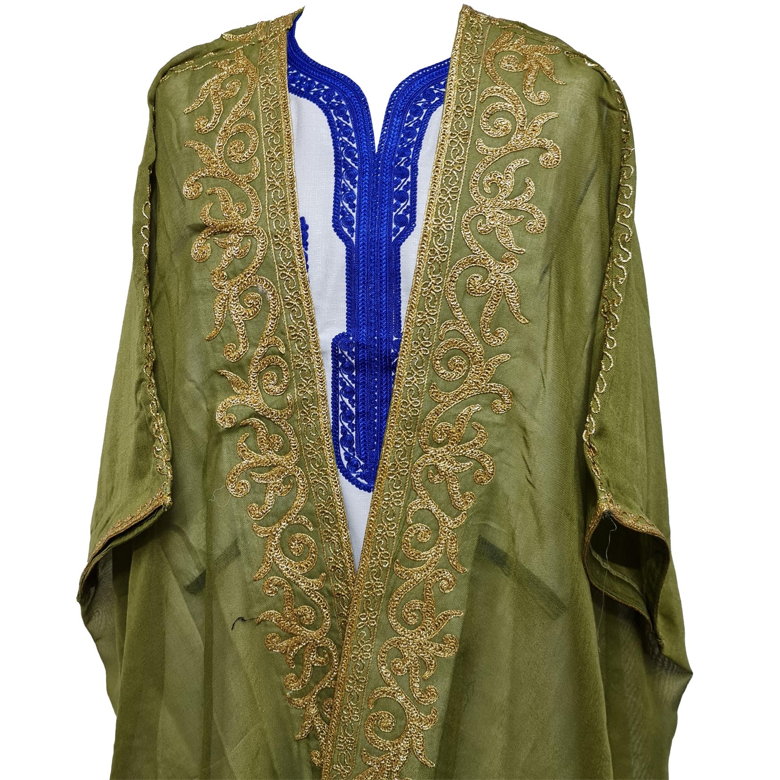 Women’s 3 Quarter Sleeve Arabian Bisht Olive Green Cloak Arab Dress Thobe Isl