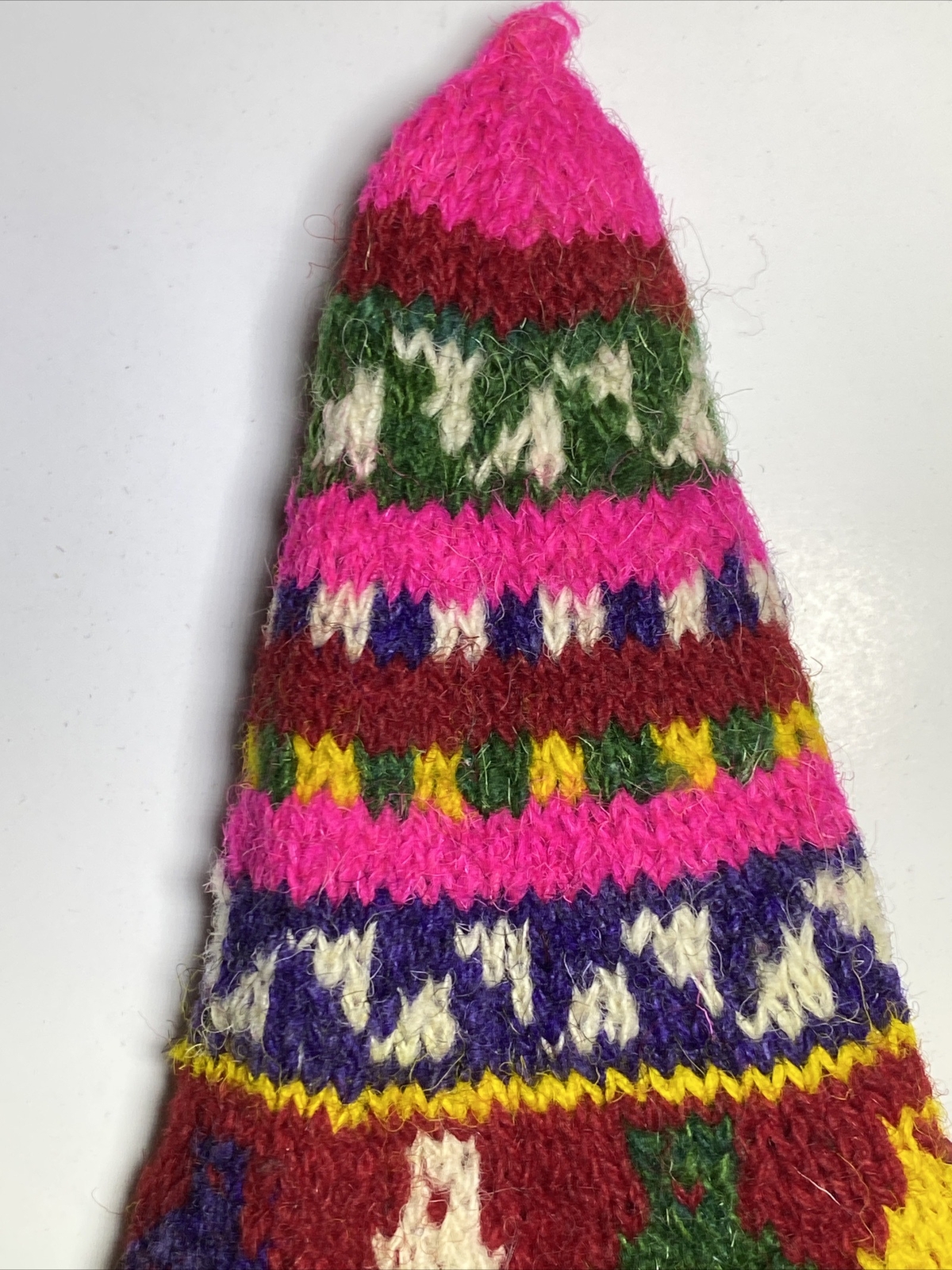Vintage Peruvian Chullo Yarn Hat SMALL Ear Flaps Pointed flop Over Handmade H4A