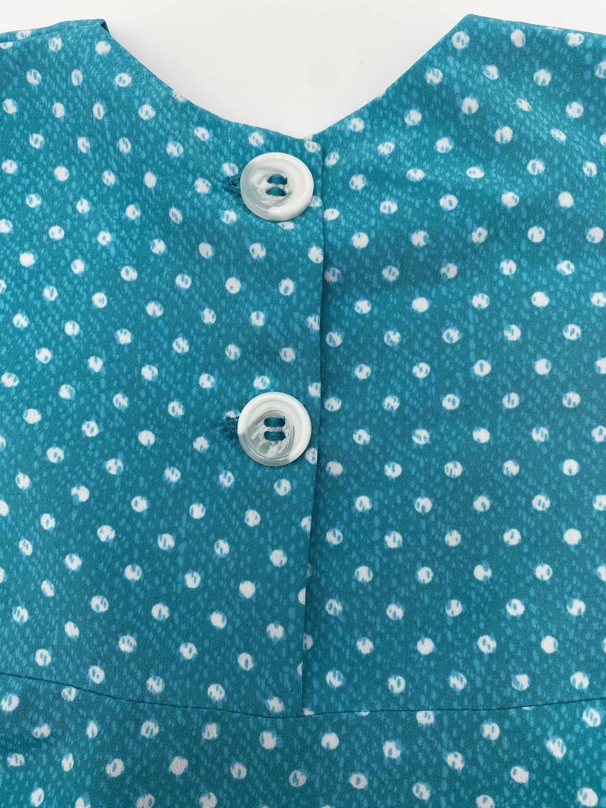AMISH MENNONITE LITTLE GIRL’S TEAL GREEN POLKA DOT HANDMADE DRESS