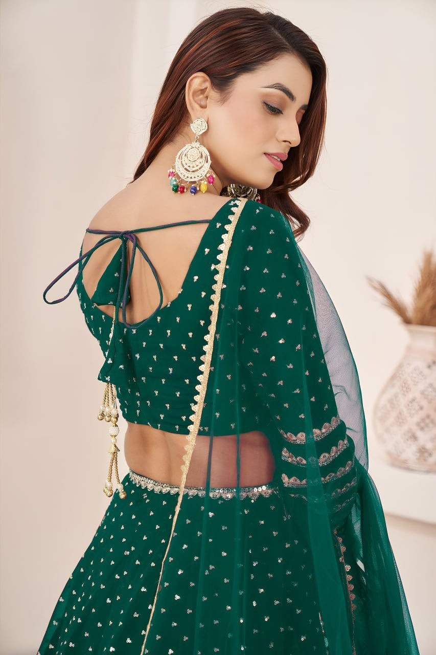 Luxury Art Silk Lehenga Choli Zari Sequin Engagement Party Wear