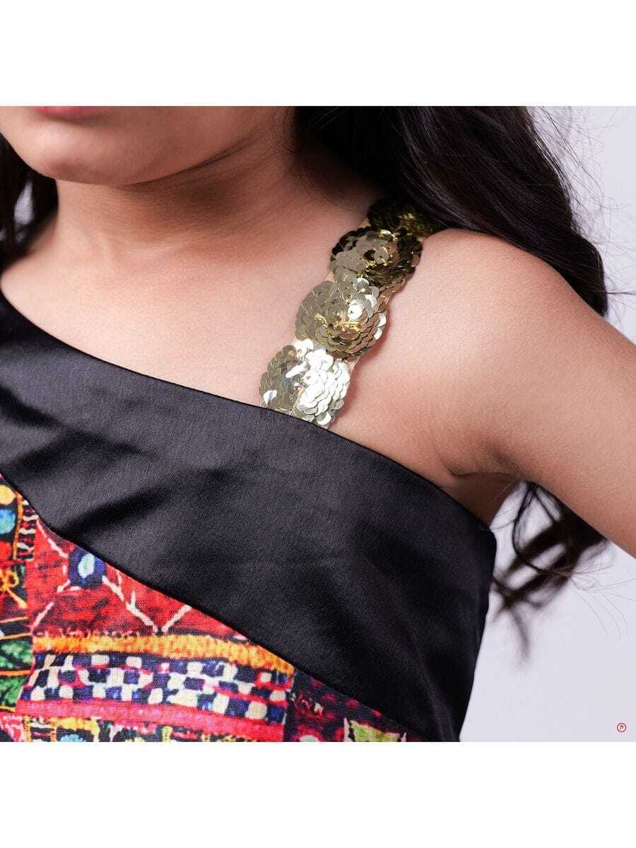 Kid’s & Girl’s Traditional Wedding Printed Cotton Silk Top Lehenga Set BB-AH